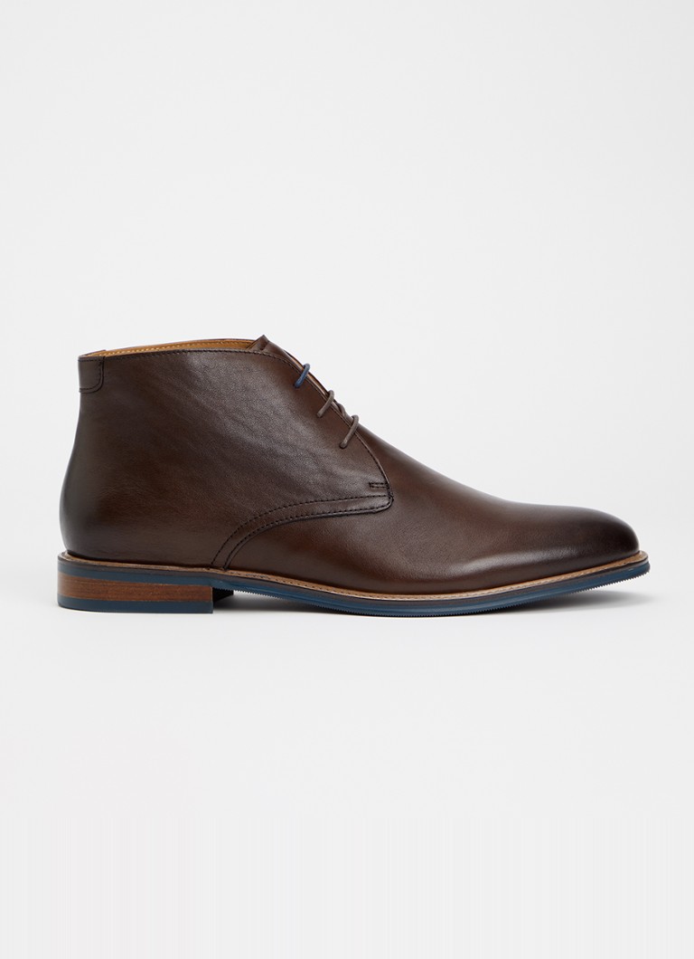 Dune London Heren Millers veterschoen van leer met lakfinish in de kleur Donkerbruin