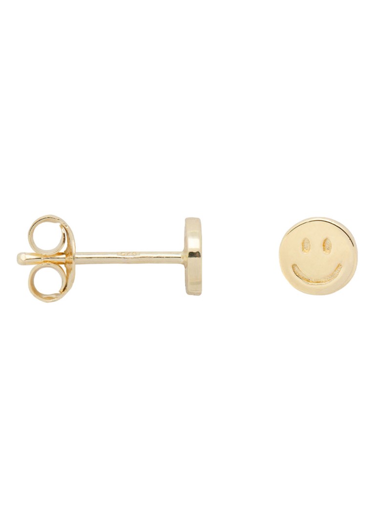 Anna + Nina Dames Smiley enkel oorknopje verguld