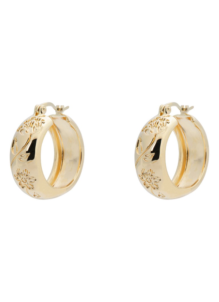 Anna + Nina Dames Flower Garland Stamped oorringen verguld