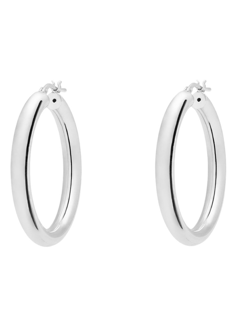 Anna + Nina Dames Round Plain oorringen van zilver in de kleur Zilver, maat: 1 size