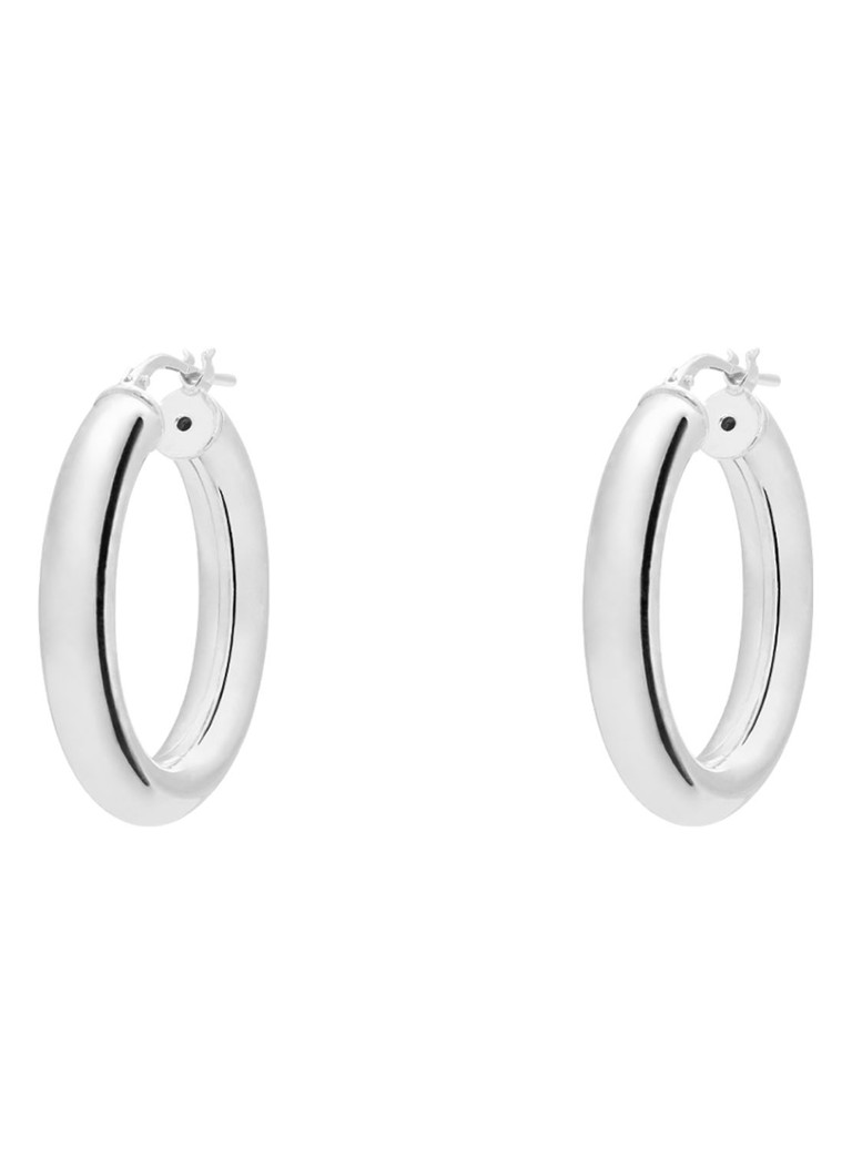 Anna + Nina Dames Thick Plain L oorringen van zilver in de kleur Zilver, maat: 1 size