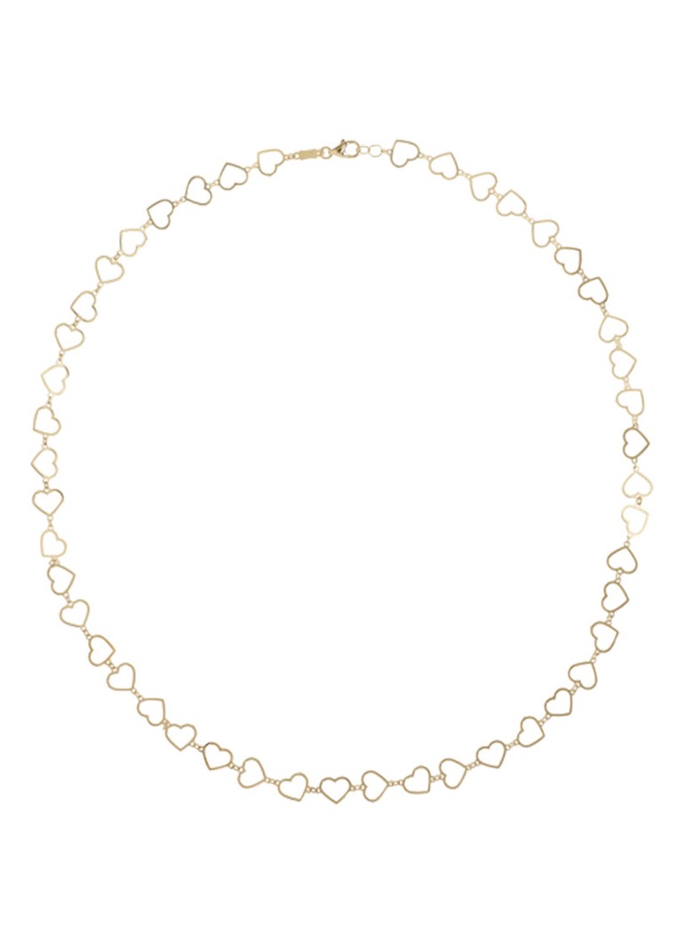 Anna + Nina Dames Linked Hearts ketting verguld in de kleur Goud, maat: m
