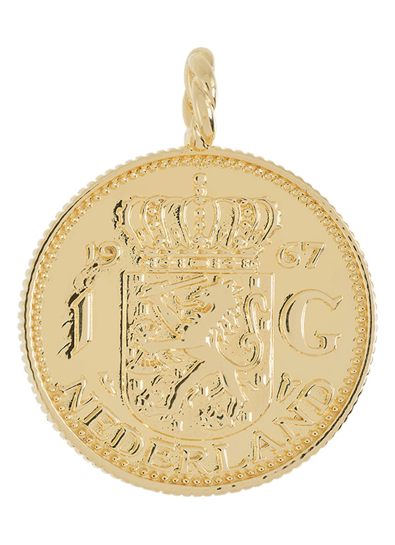 Anna + Nina Dames Fortunate Coin hanger verguld in de kleur Goud, maat: OS