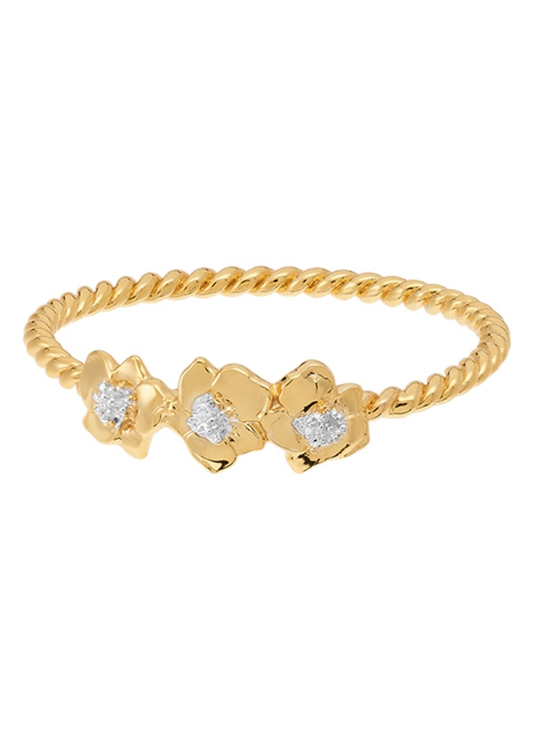 Anna + Nina Dames Fiorita ring in de kleur Goud, maat: 17