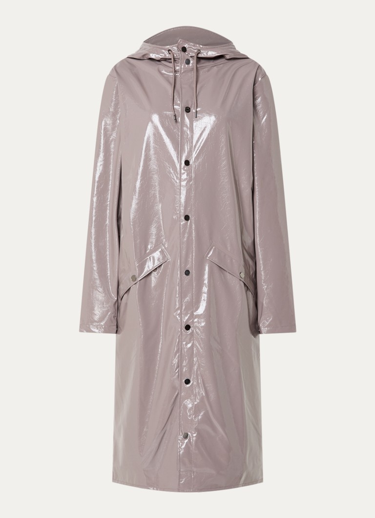 Rains Dames Regenjas met capuchon en klepzakken in de kleur Metallic, maat: L