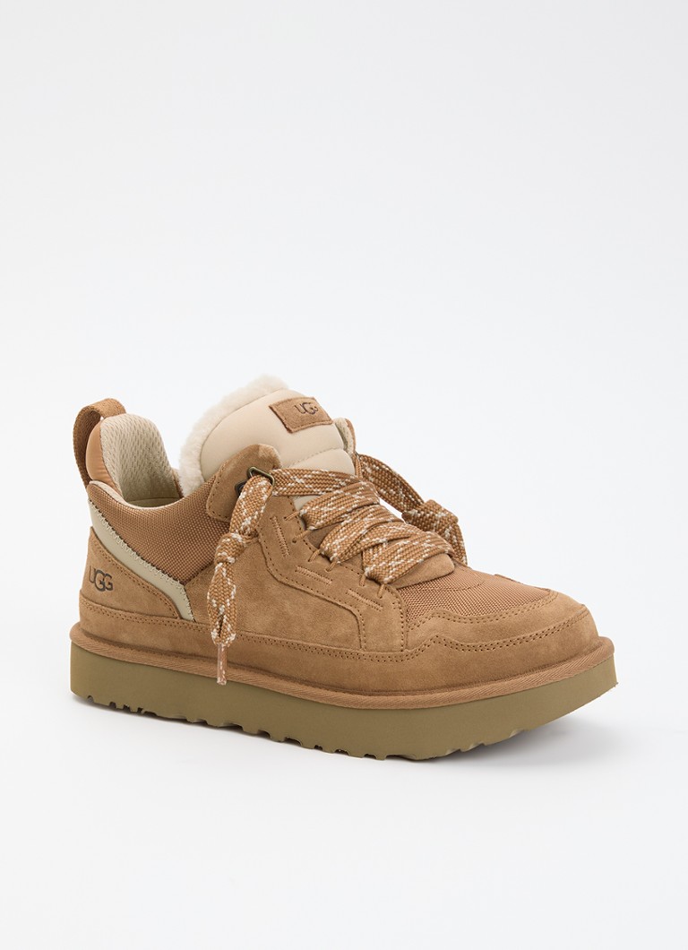 UGG Heren Lowmel sneaker met suède details in de kleur Camel, maat: 46