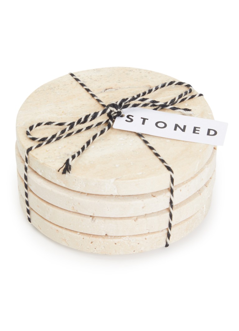 Stoned Tavern onderzetter 11 cm set van 4 Beige - Deal