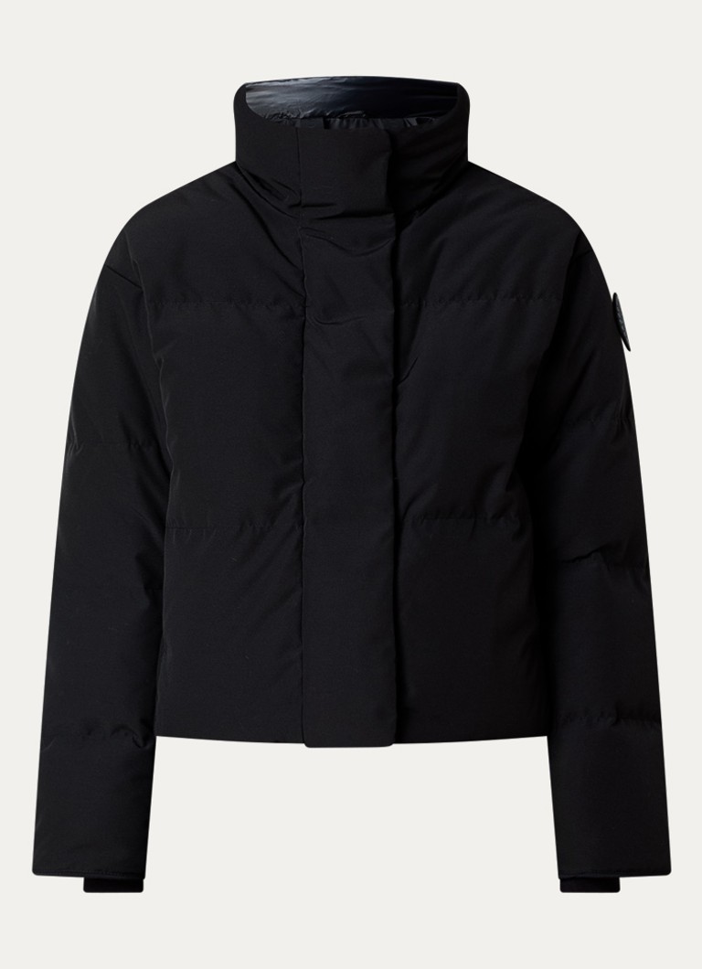 Canada Goose Dames Grandview cropped puffer jack met ritszakken en logo in de kleur Zwart, maat: S