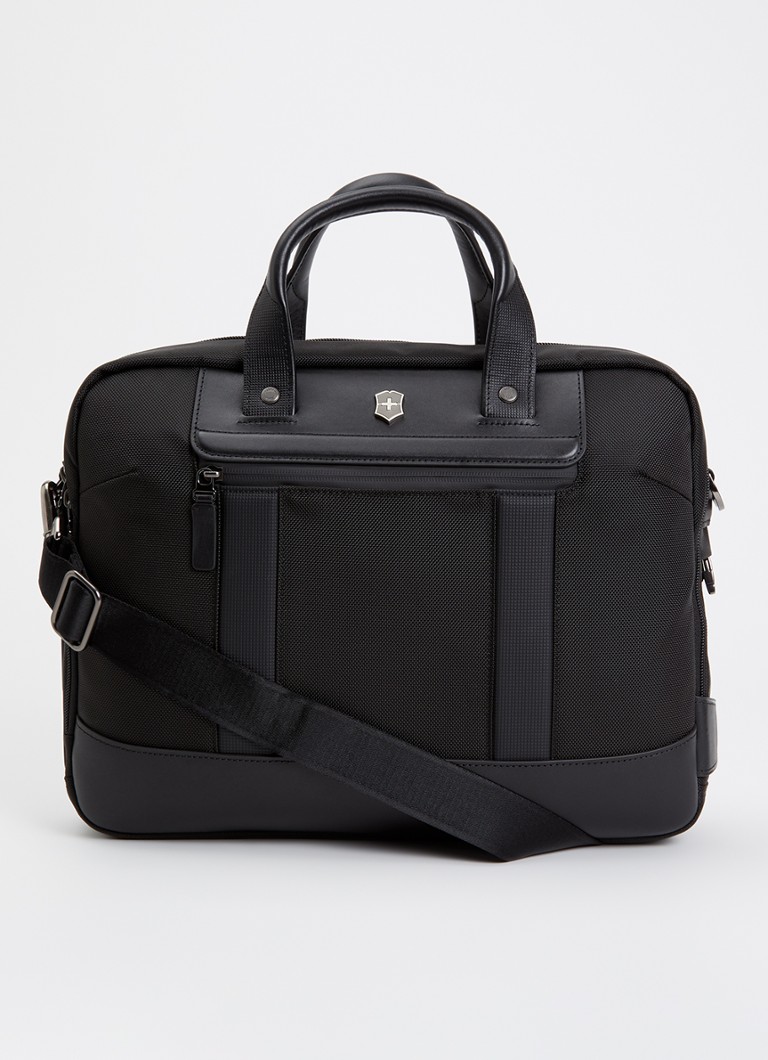 Victorinox Architecture Urban 2 businesstas met leren details Zwart - Deal