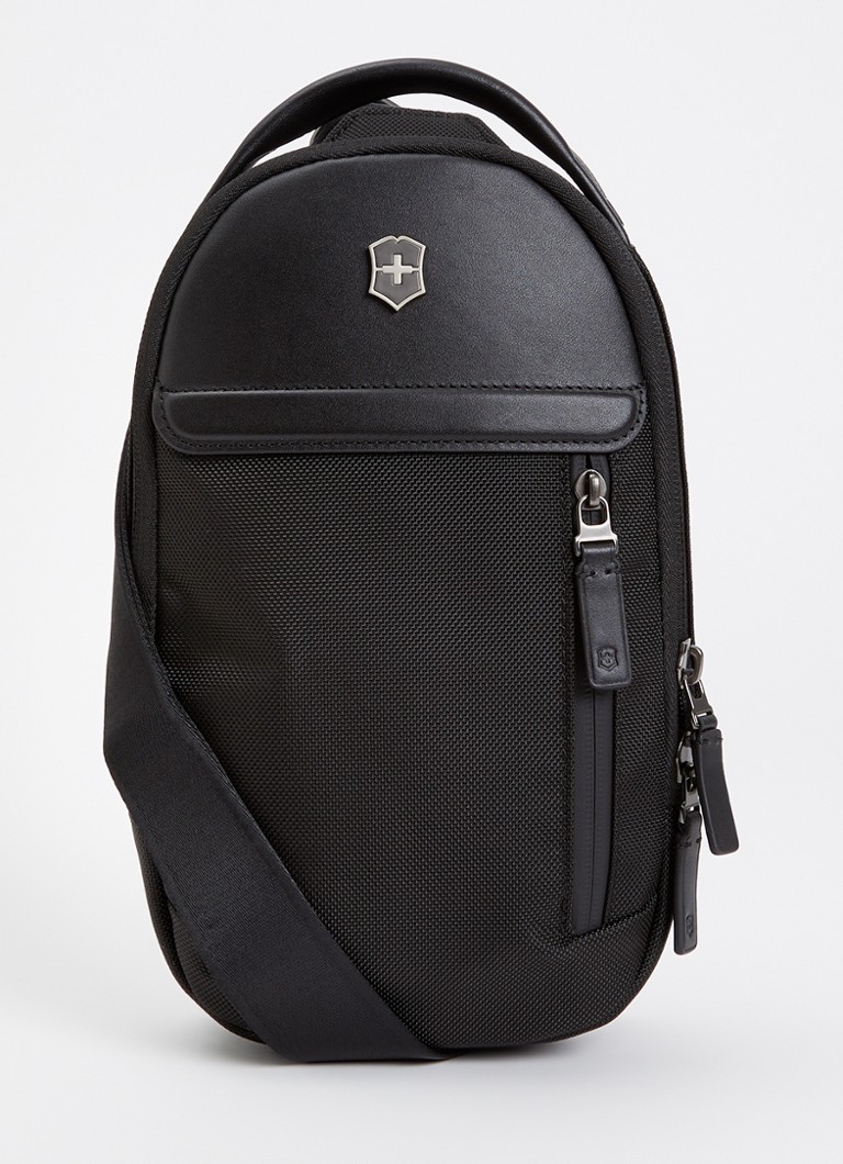 Victorinox Heren Architecture Urban 2 crossbodytas met leren details in de kleur Zwart, maat: 17x8x28