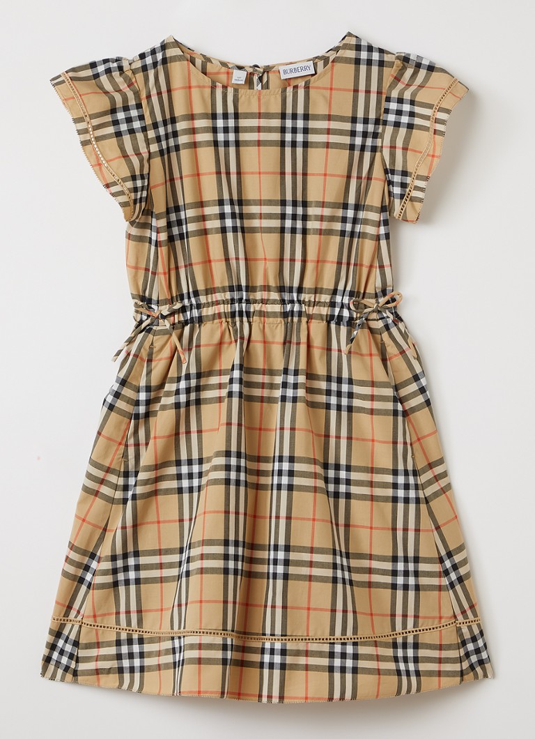 Burberry Meisjes Adele jurk met ruitdessin in de kleur Beige, maat: 152
