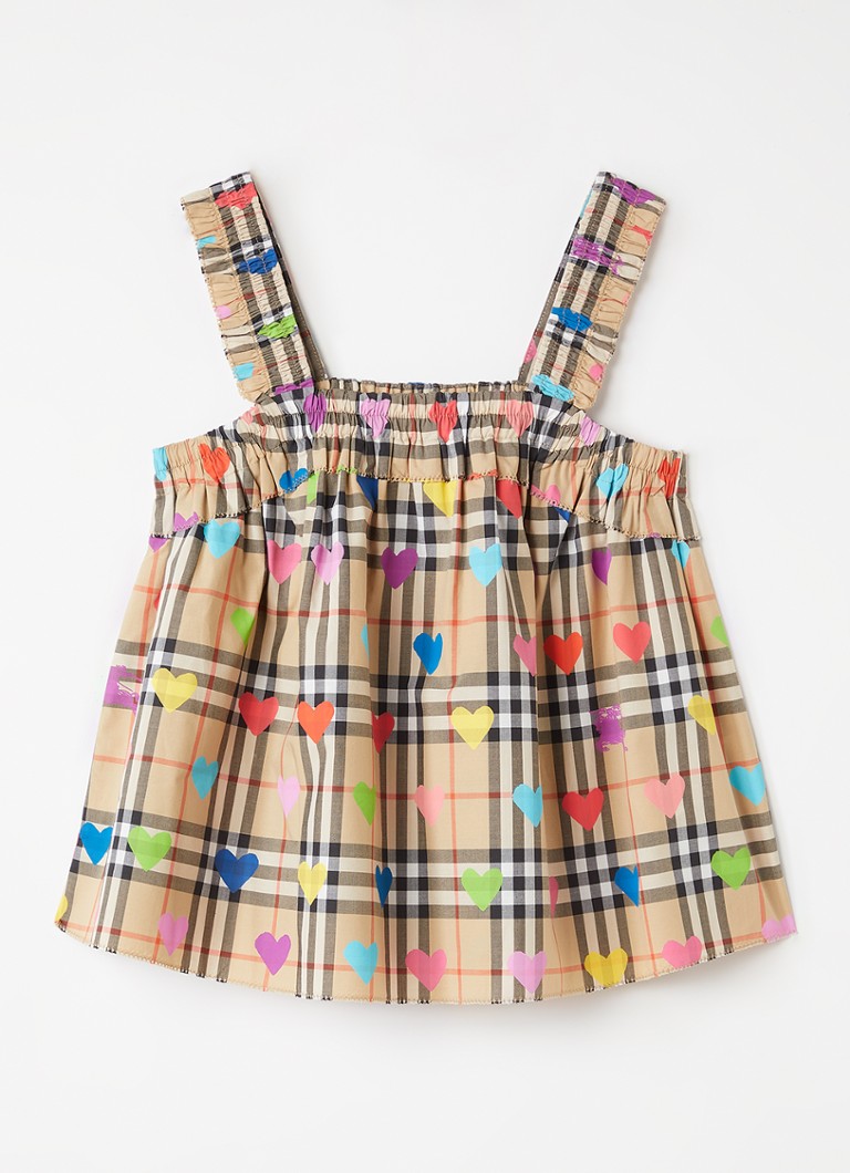 Burberry Meisjes Gabi jurk met ruitdessin in de kleur Donkerbeige, maat: 128