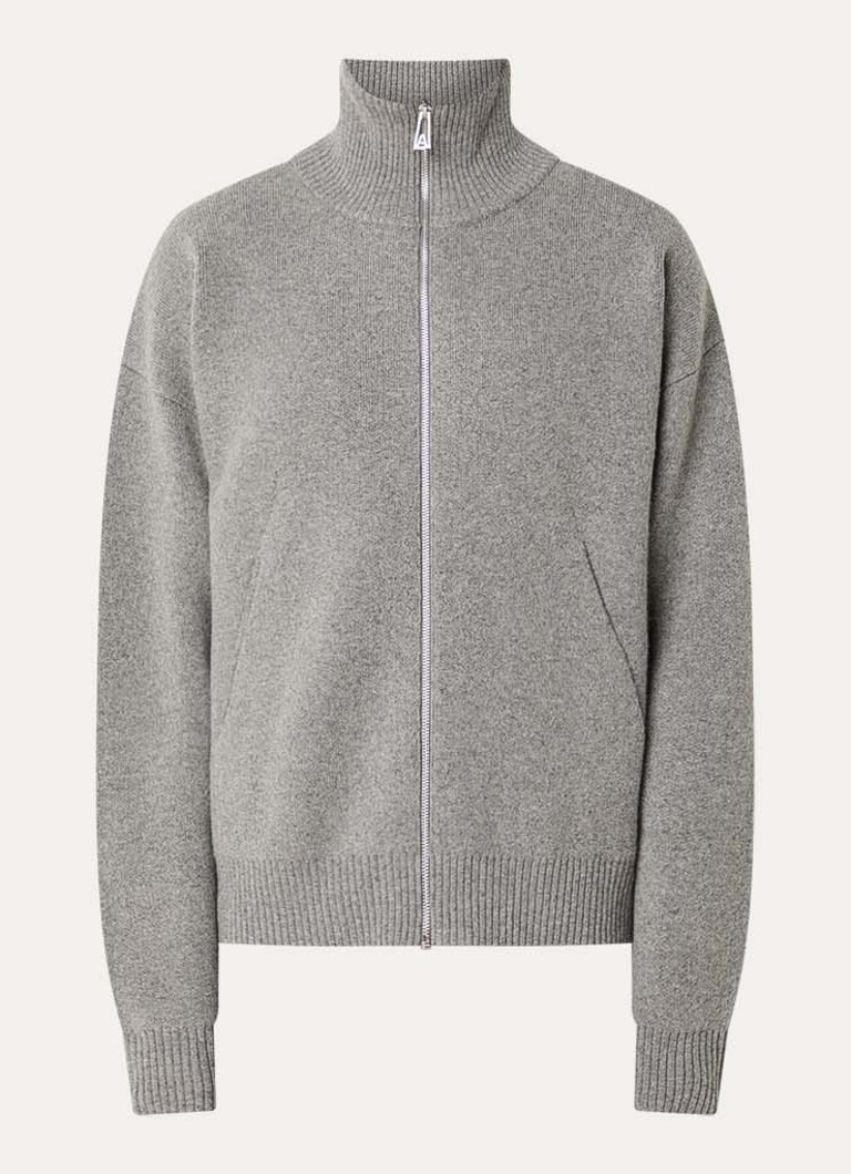 Axel Arigato Heren Fijngebreid vest in wolblend met opstaande kraag in de kleur Lichtgrijs, maat: XL