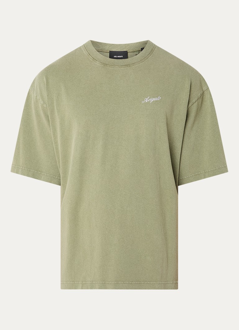 Axel Arigato Heren Honor T-shirt met logoborduring in de kleur Bronsgroen, maat: S
