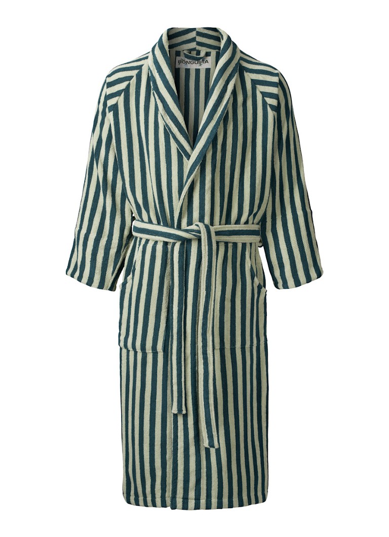 Bongusta Dames Naram badjas met streepprint - unisex in de kleur Donkergroen, maat: S/M