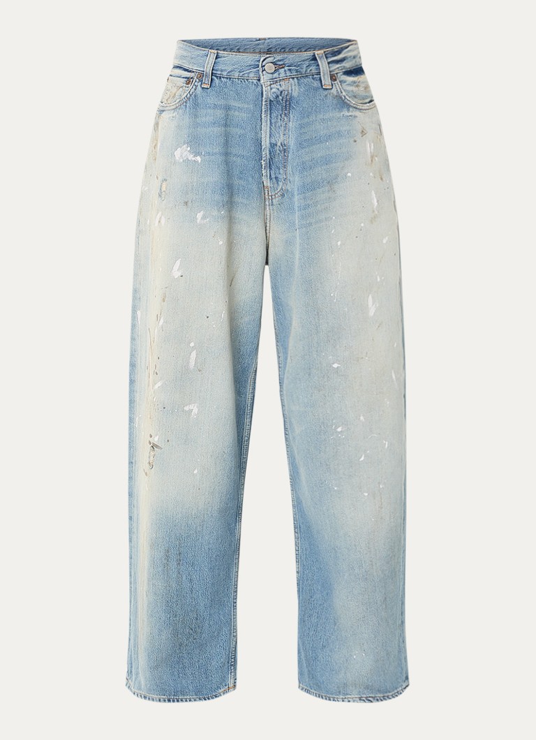 Acne Studios Dames High waist wide leg jeans met lichte wassing in de kleur Indigo, maat: L
