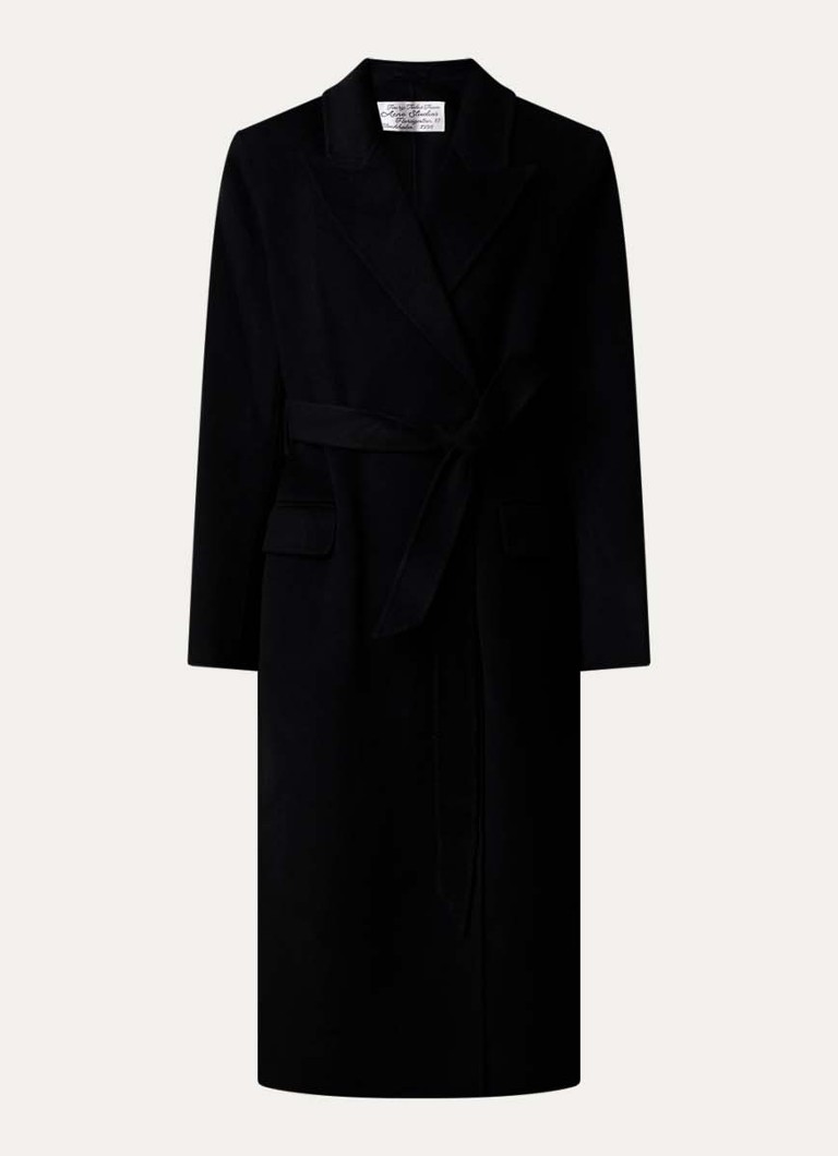 Acne Studios Dames Mantel in kasjmierblend met strikceintuur in de kleur Zwart, maat: 40