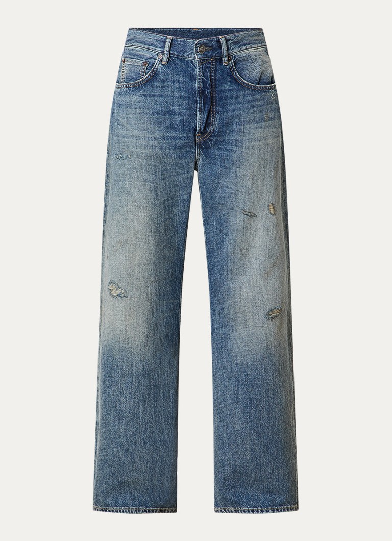 Acne Studios Dames Mid waist wide fit jeans met gekleurde wassing in de kleur Indigo, maat: W31/L32