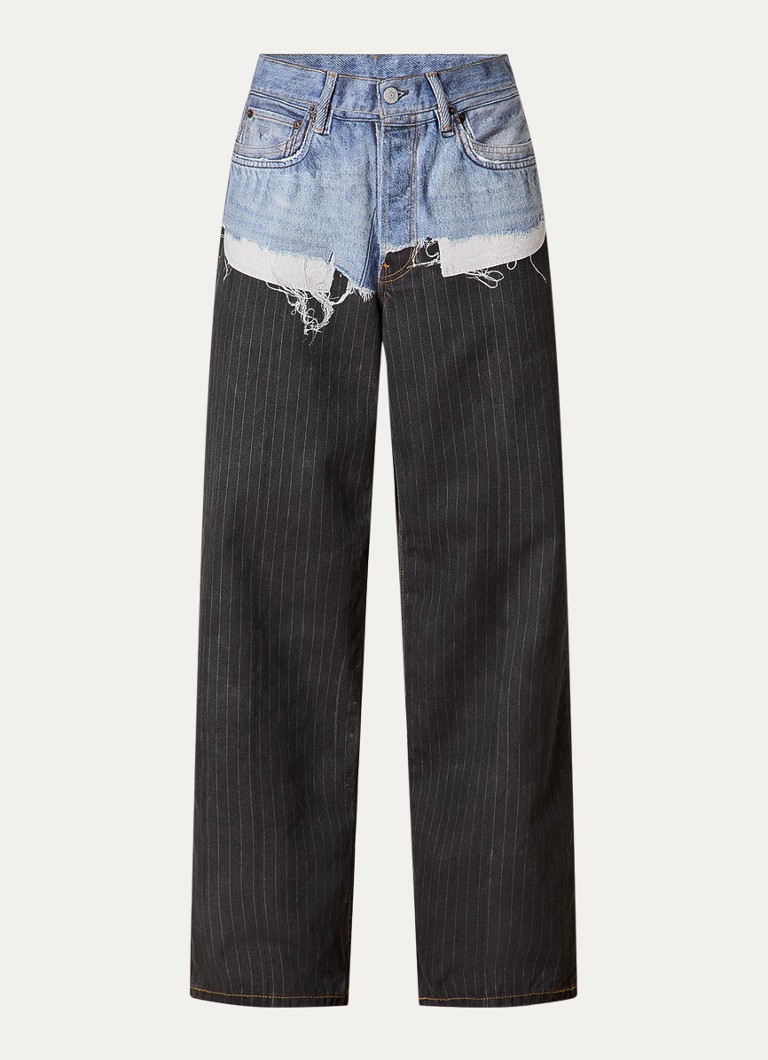 Acne Studios Heren Loose fit jeans met gekleurde wassing en krijtstreep in de kleur Blauw, maat: M