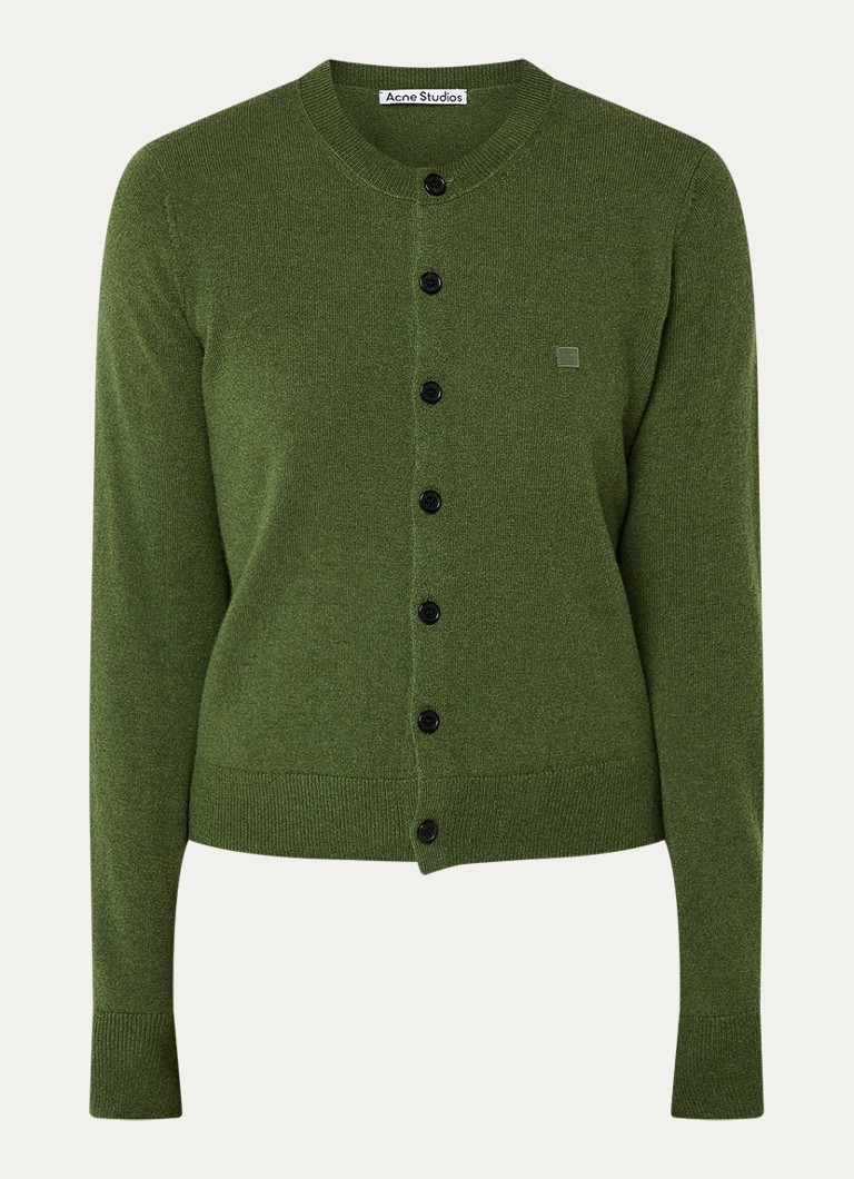 Acne Studios Dames Fijngebreid vest in wolblend in de kleur Groen, maat: M