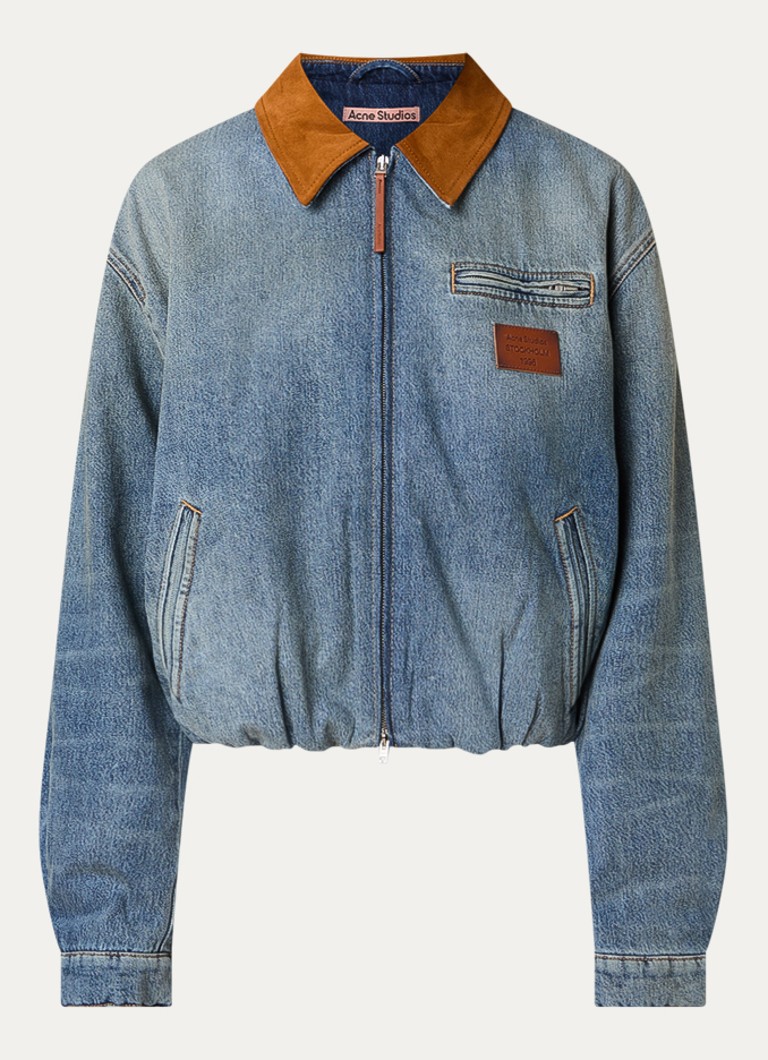 Acne Studios Dames Gewatteerde spijkerjas met suède details in de kleur Blauw, maat: 36