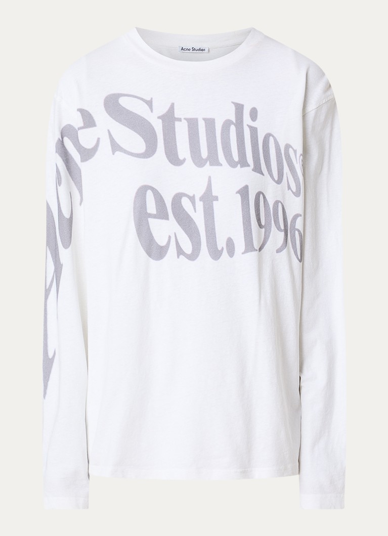 Acne Studios Heren Longsleeve met logoprint in de kleur Wit, maat: XS