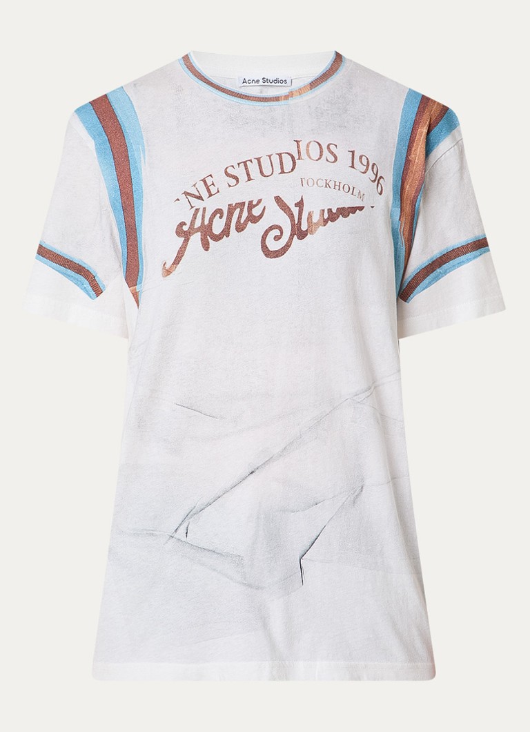 Acne Studios Dames T-shirt met logoprint in de kleur Wit, maat: L