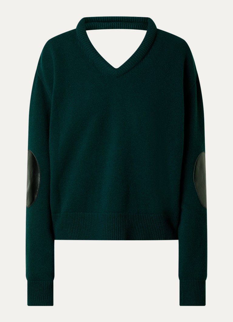 Acne Studios Dames Fijngebreide pullover van wol in de kleur Donkergroen, maat: S