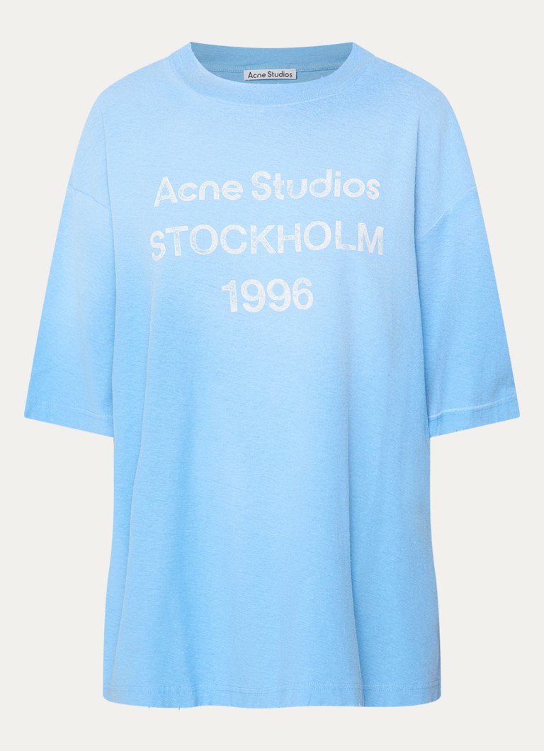 Acne Studios Dames T-shirt met logoprint in de kleur Blauw, maat: M/L