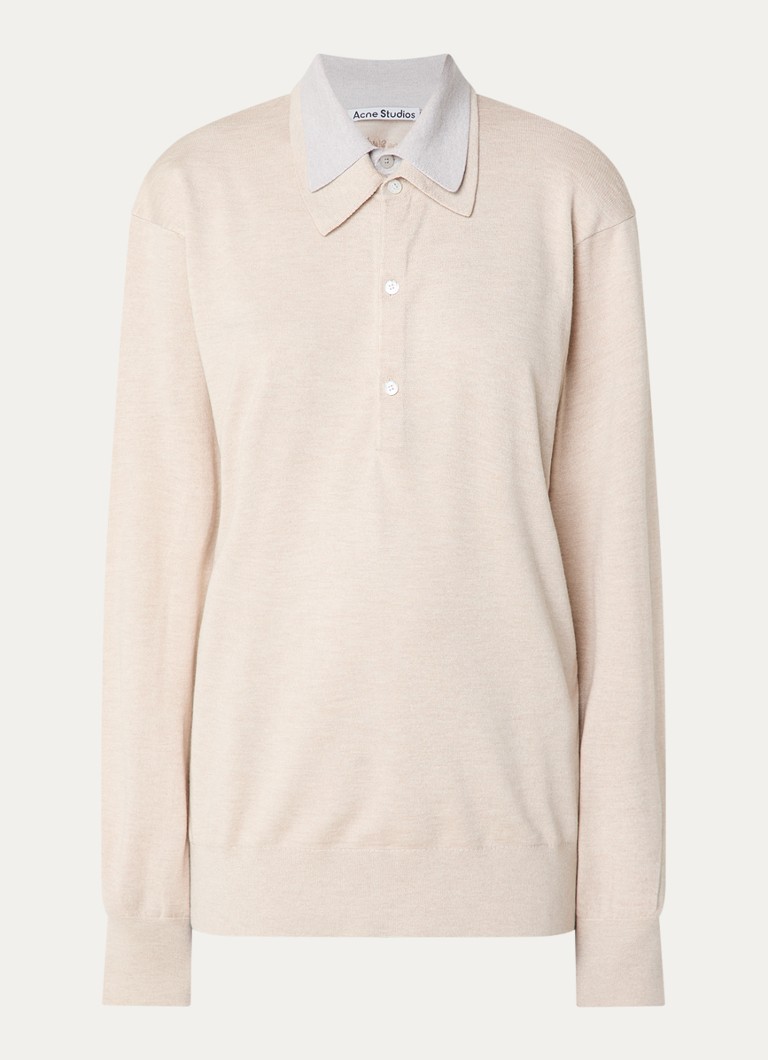 Acne Studios Dames Fijngebreide polo in kasjmierblend in de kleur Beige, maat: S