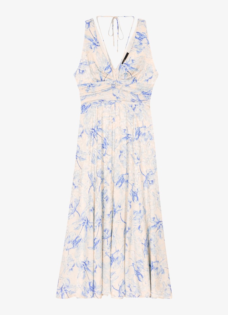 Maje Dames Maxi jurk met bloemenprint in de kleur Blauw