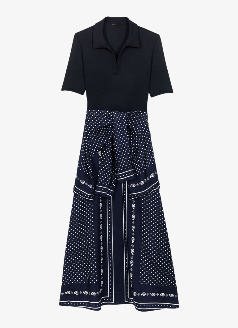 Maje Dames Midi tuniekjurk met polokraag in de kleur Donkerblauw