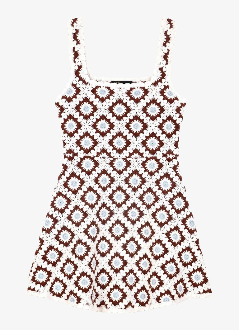Maje Dames Retunia mini jurk met ingebreid patroon in de kleur Bruin