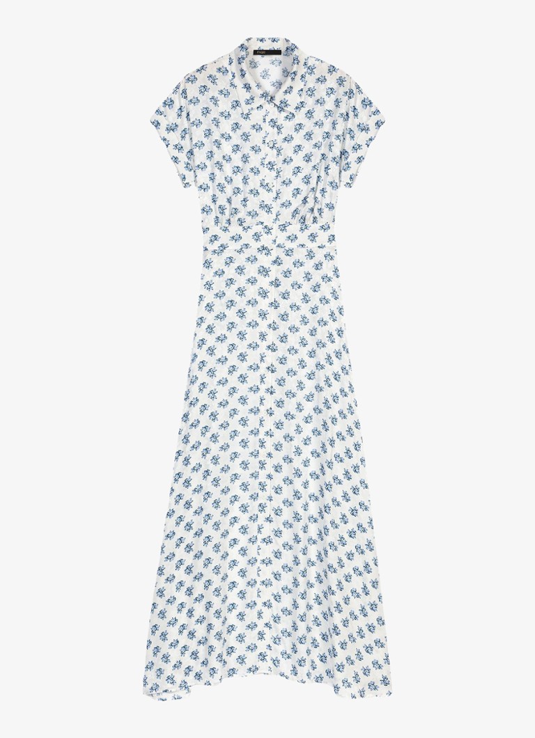 Maje Dames Rubarsemi blousejurk met bloemenprint in de kleur Blauw