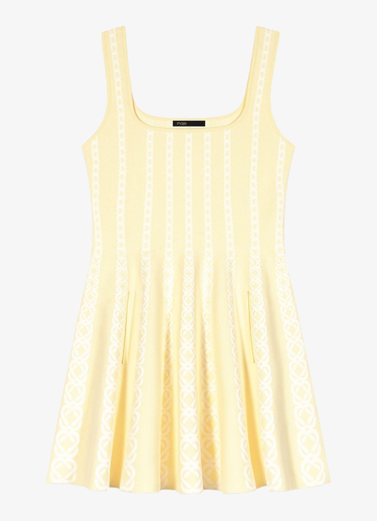 Maje Dames Mini jurk met print in de kleur Geel