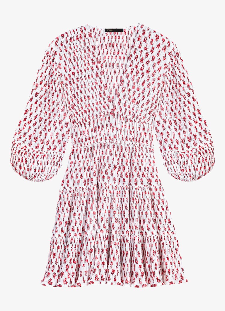 Maje Dames Robbasemi mini jurk met print en plooien in de kleur Rood