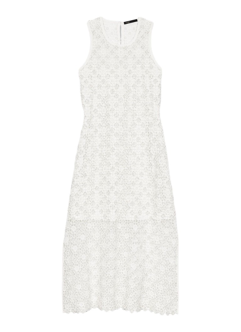 Maje Dames Resilla midi jurk met broderie in de kleur Wit