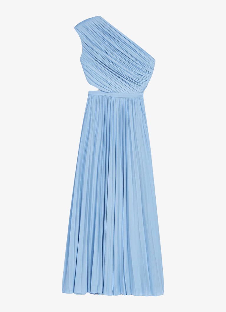 Maje Dames Revi maxi one shoulder jurk met plooien en cut-out detail in de kleur Blauw