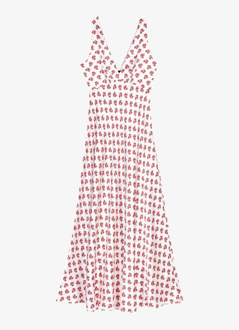 Maje Dames Renisity midi jurk met print in de kleur Rood