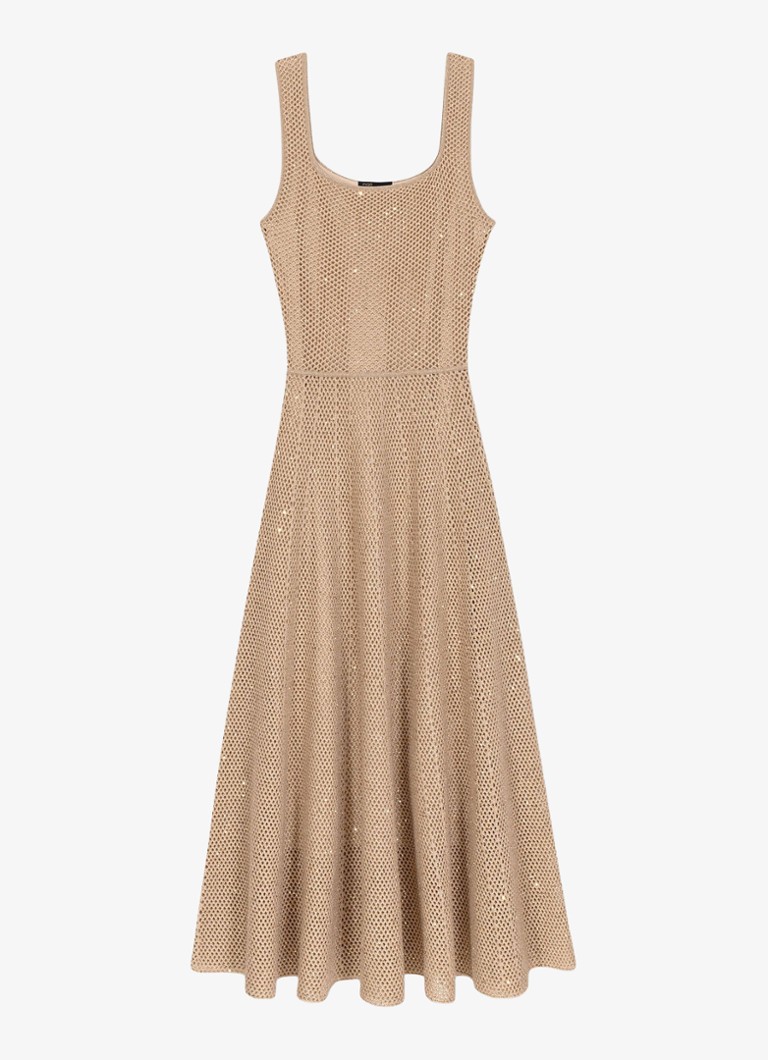 Maje Dames Russelettync midi jurk met strass in de kleur Beige