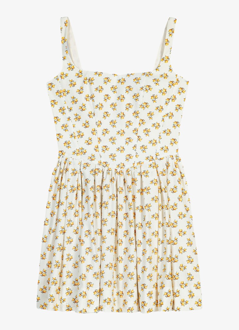 Maje Dames Robolera mini jurk met print en plooien in de kleur Geel