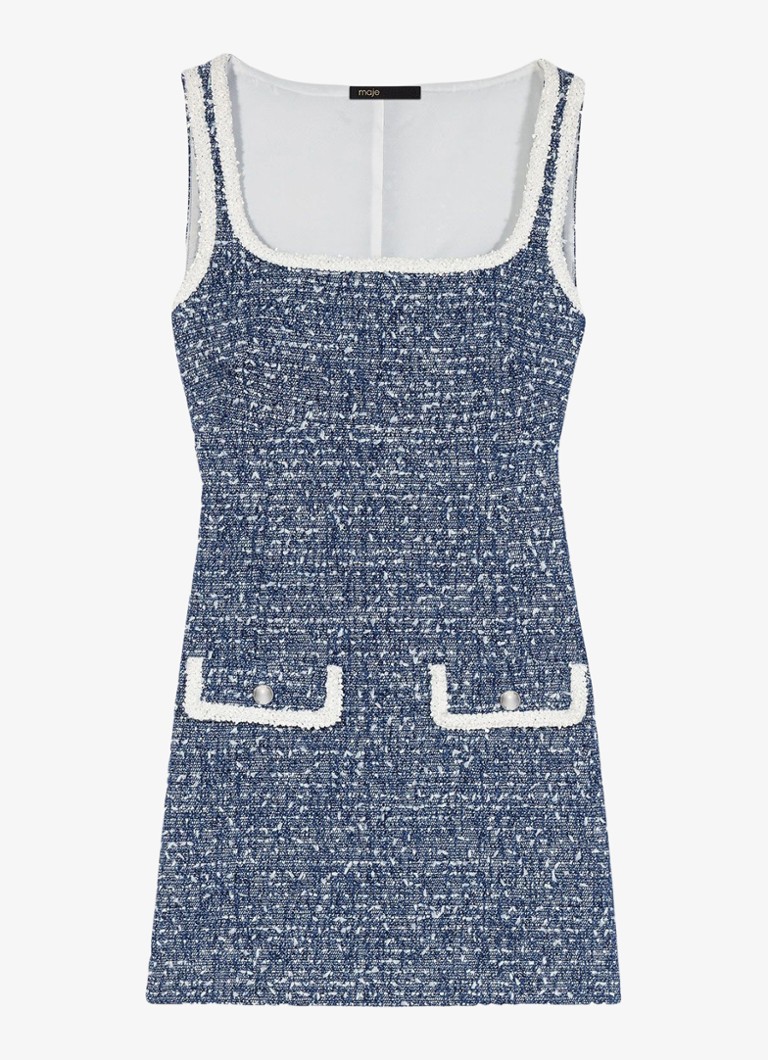Maje Dames Mini jurk van tweed met klepzakken in de kleur Donkerblauw