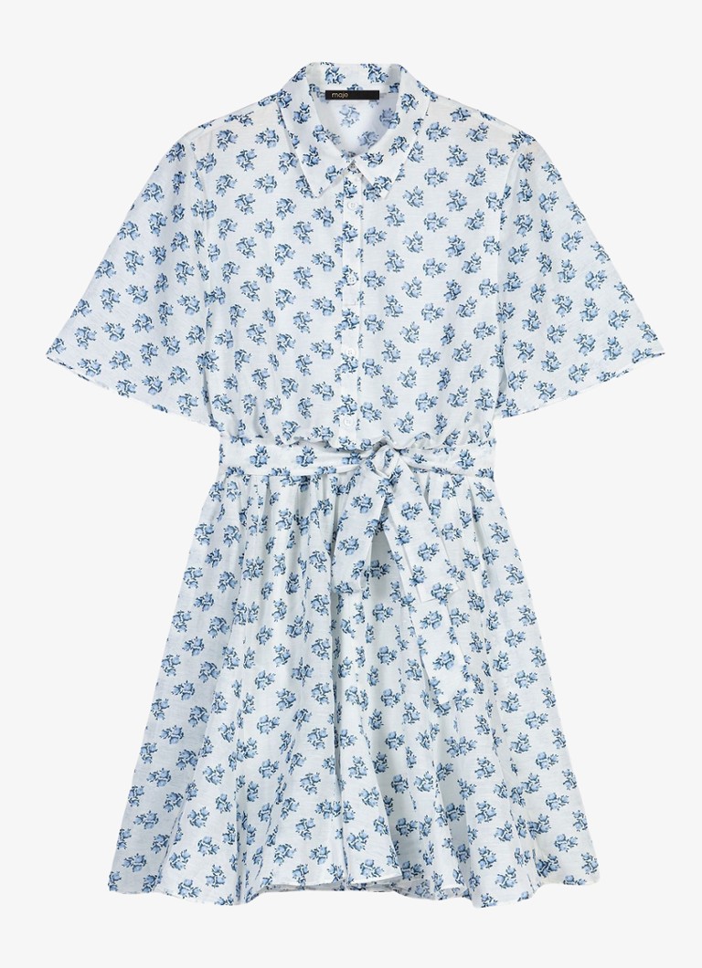 Maje Dames Rubelasemi mini tuniekjurk in linnenblend in de kleur Lichtblauw