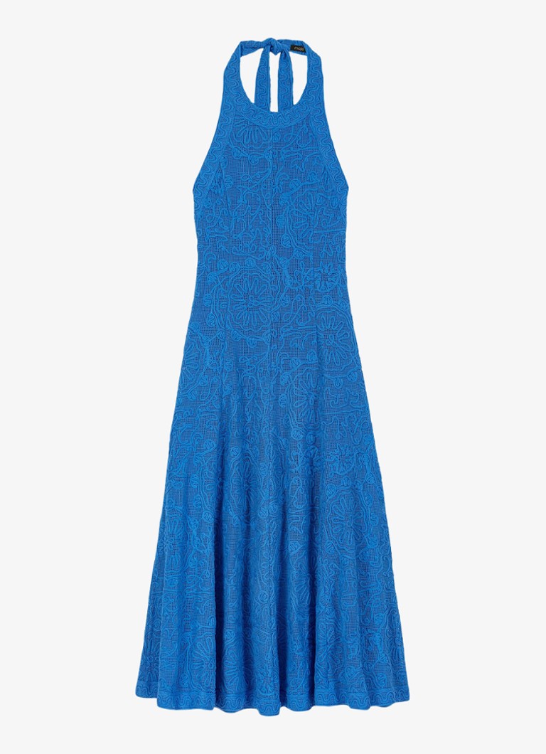 Maje Dames Raros midi jurk met borduring in de kleur Donkerblauw