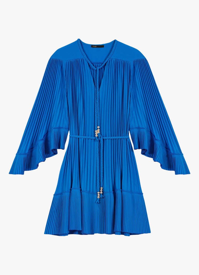 Maje Dames Rilaje mini jurk met plooien in de kleur Donkerblauw