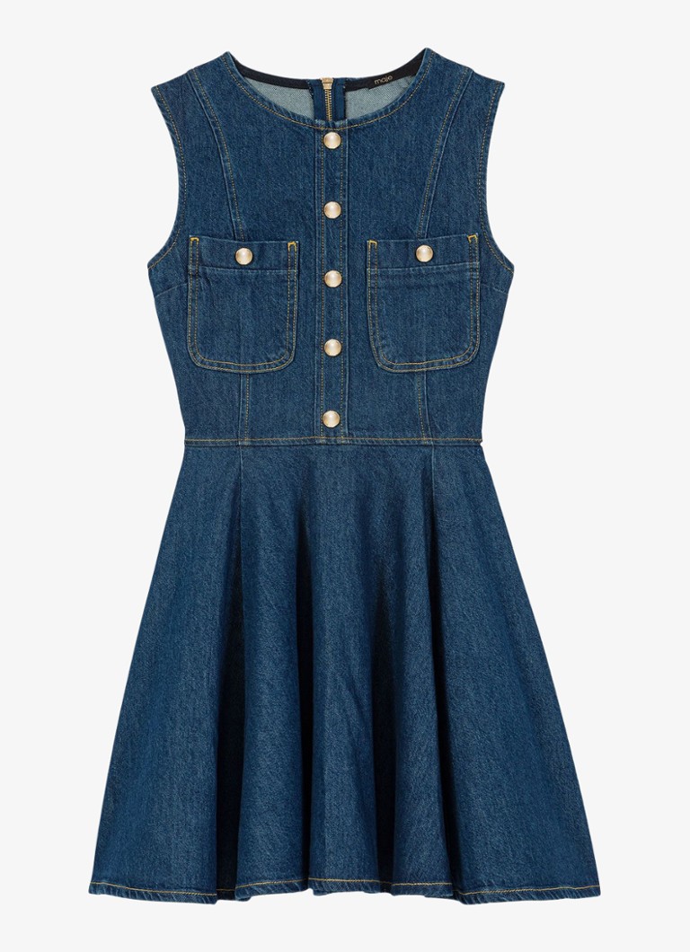 Maje Dames Risunim mini jurk met plooien in de kleur Donkerblauw