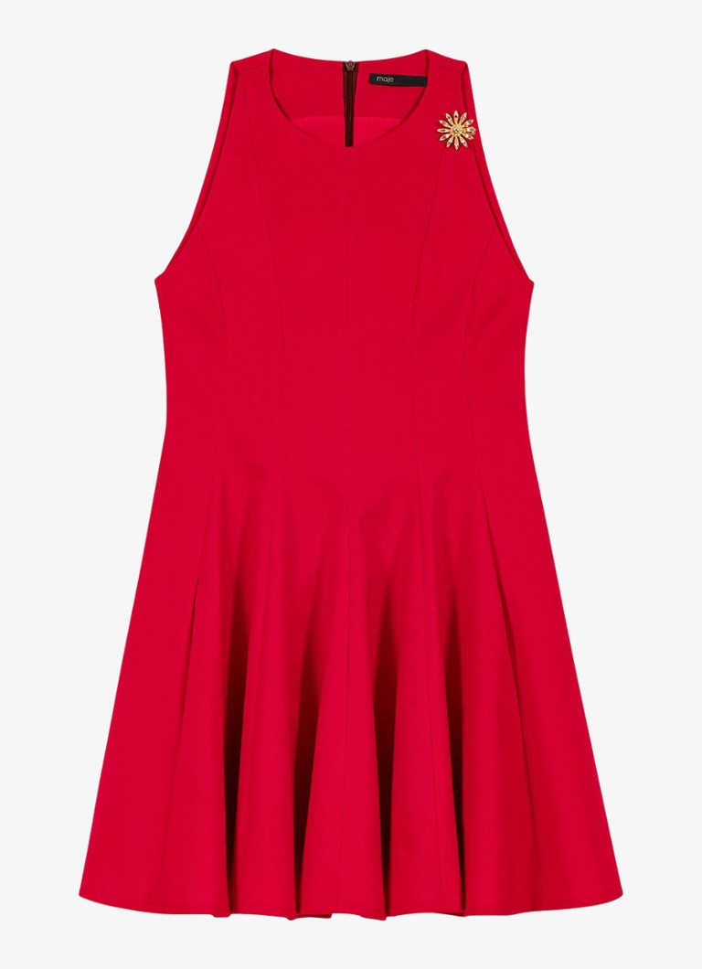 Maje Dames Risunny mini jurk met plooien in de kleur Steenrood