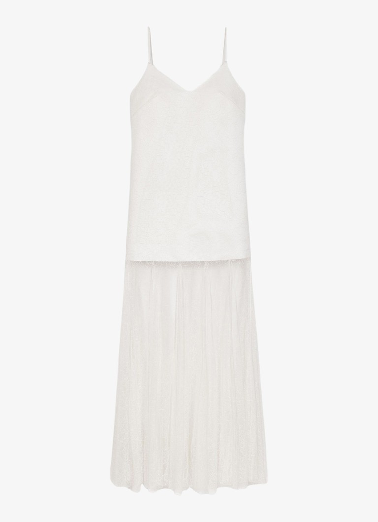 Maje Dames Maxi jurk met mesh detail in de kleur Wit