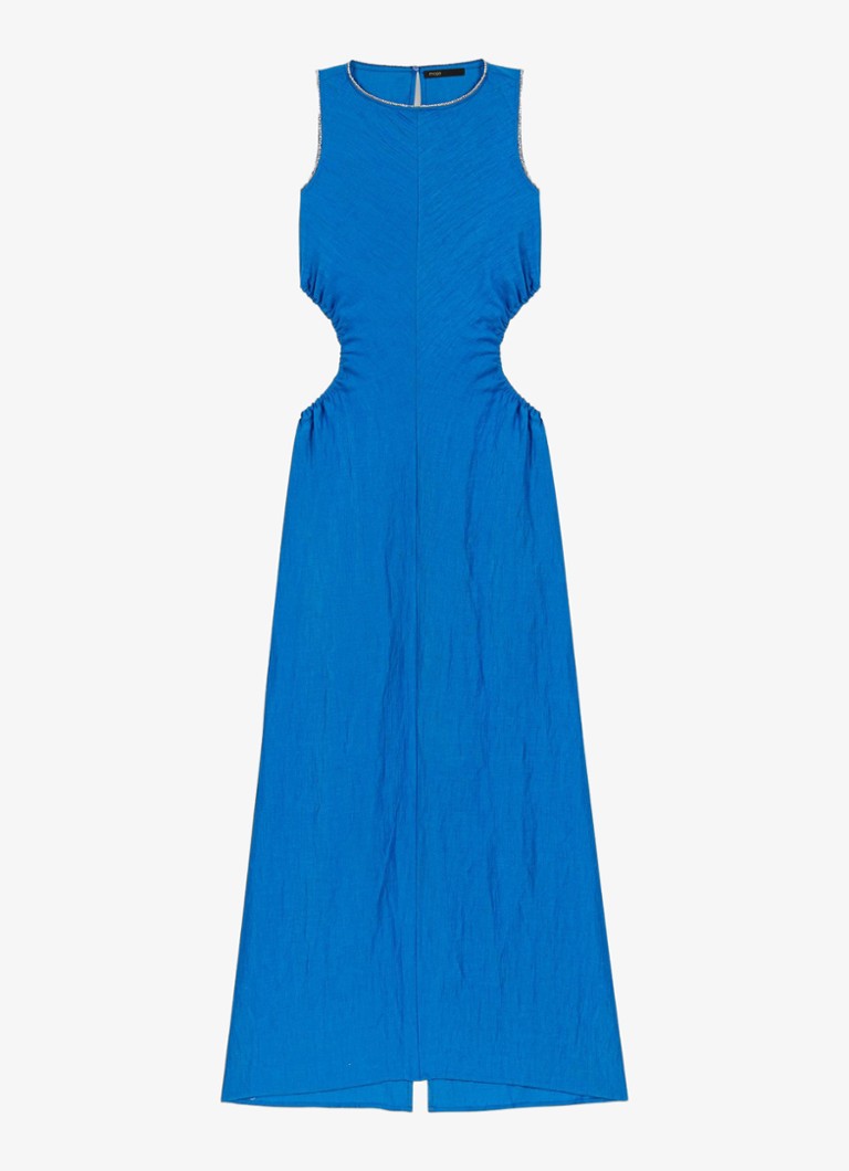 Maje Dames Maxi jurk van linnen met rugdecolleté in de kleur Donkerblauw