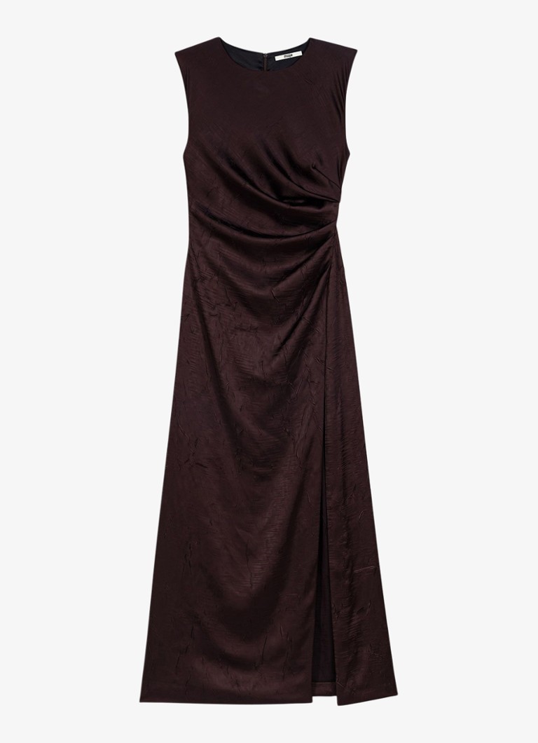 Maje Dames Midi jurk met gedrapeerd detail in de kleur Brown / Bruin